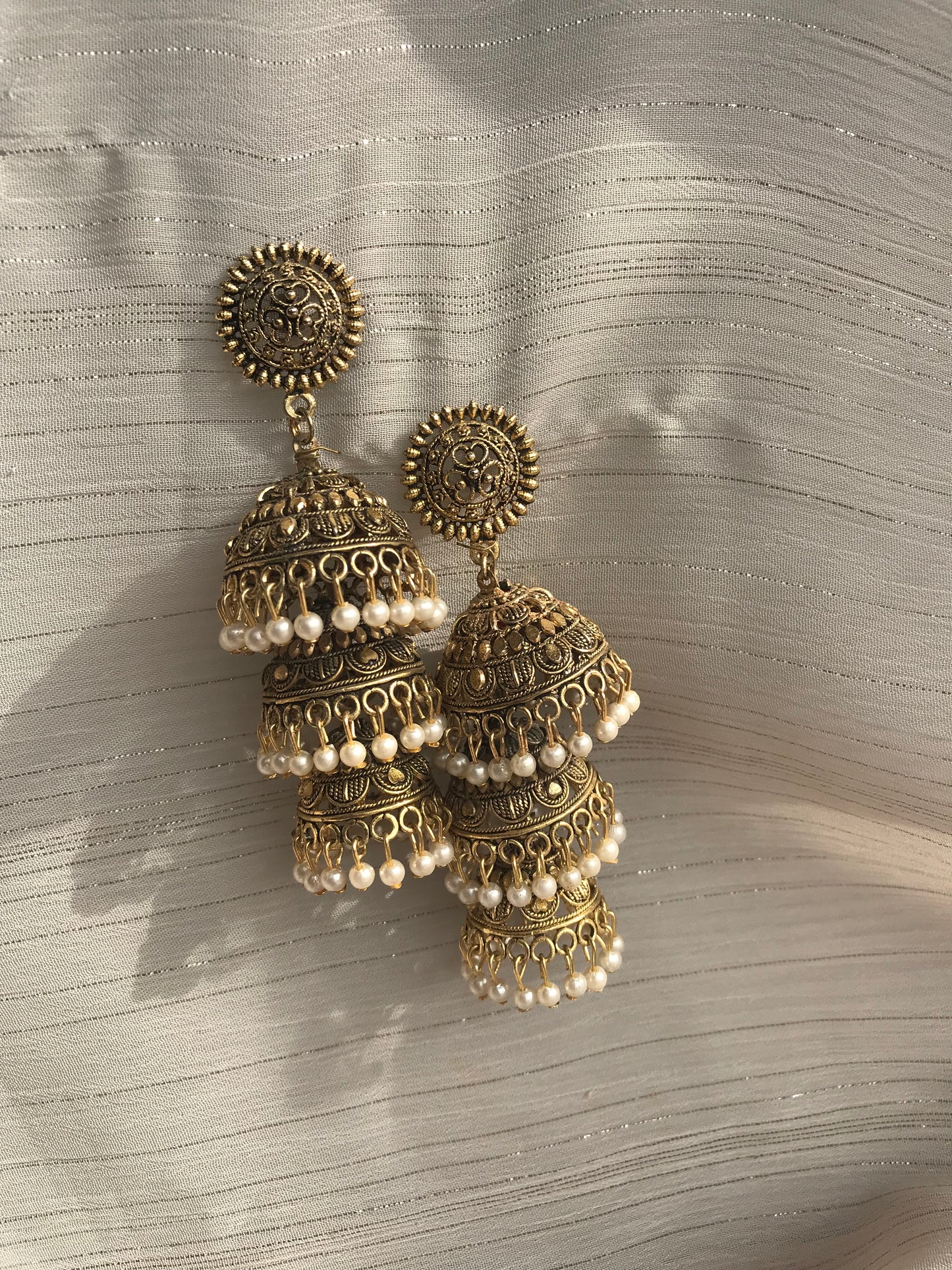 Triple Layer Pearl Jhumka