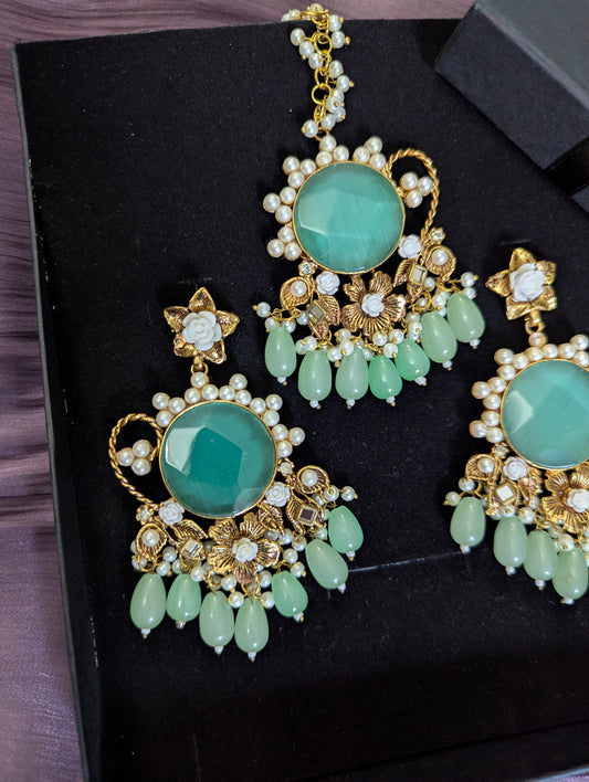 Zehra Kundan Earrings With Tika
