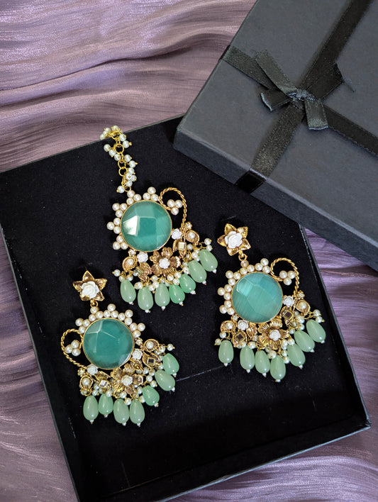 Zehra Kundan Earrings With Tika