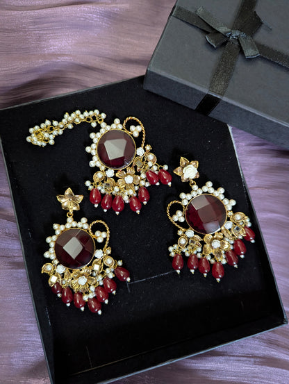 Zehra Kundan Earrings With Tika